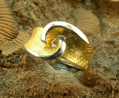Silber-Ring geschwungen vergoldet